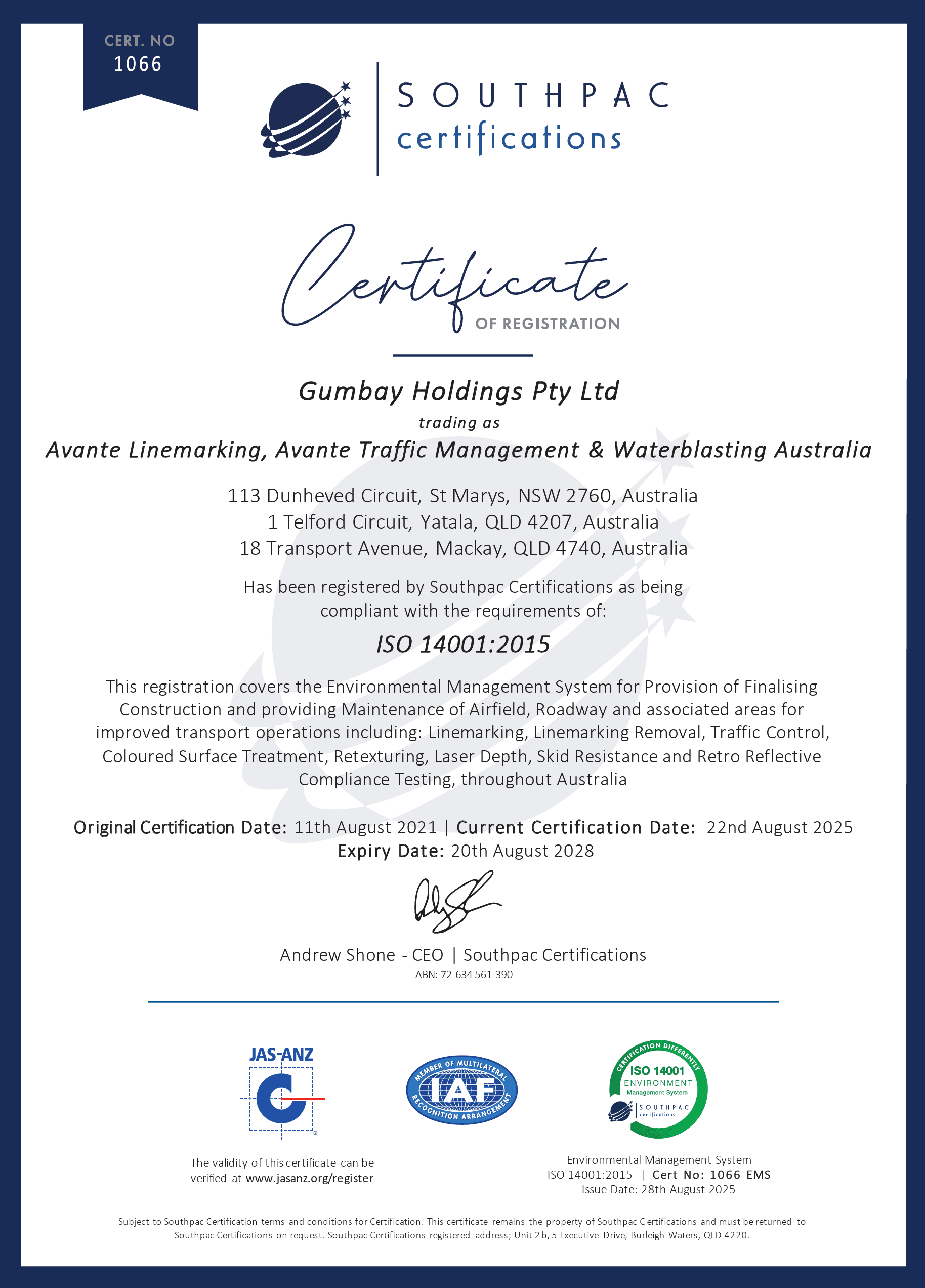 EMS Certificate