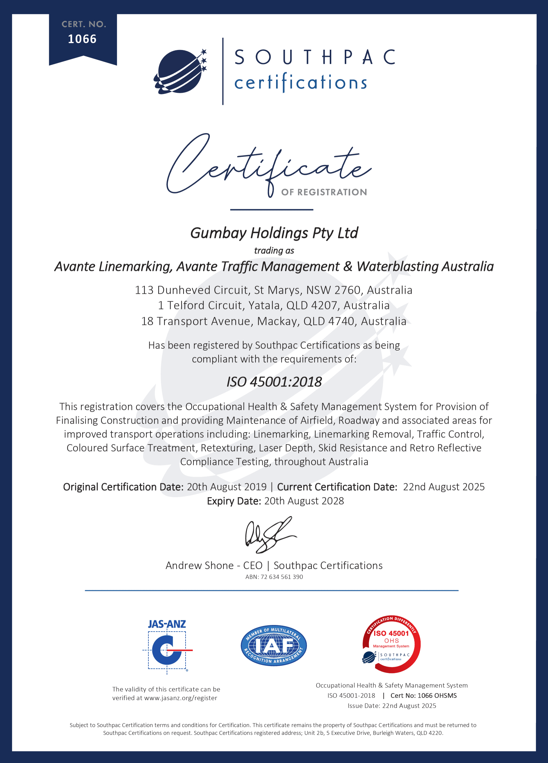 OHS Certificate
